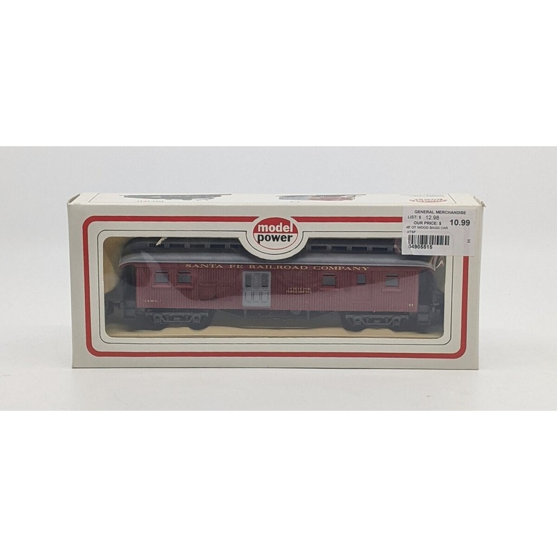 Model Power 5515 HO Santa Fe Railroad Company 48′ Old Time Wooden Baggage Car NIB