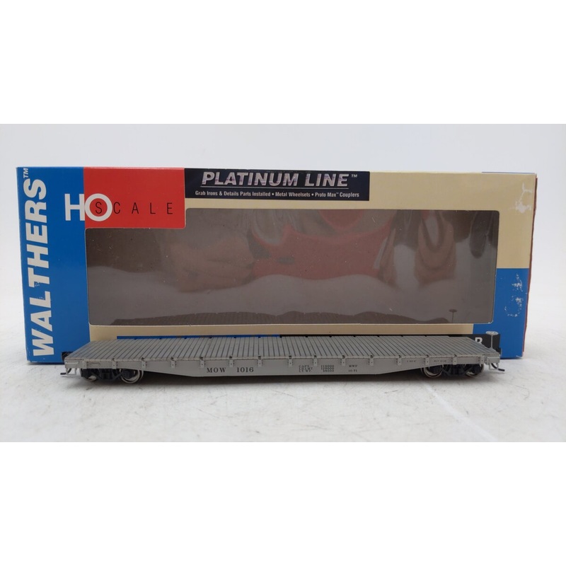Walthers 932-42104 HO Platinum Line MOW 53′ 6 AAR 50 Ton Flat Car #1016 EX/Box