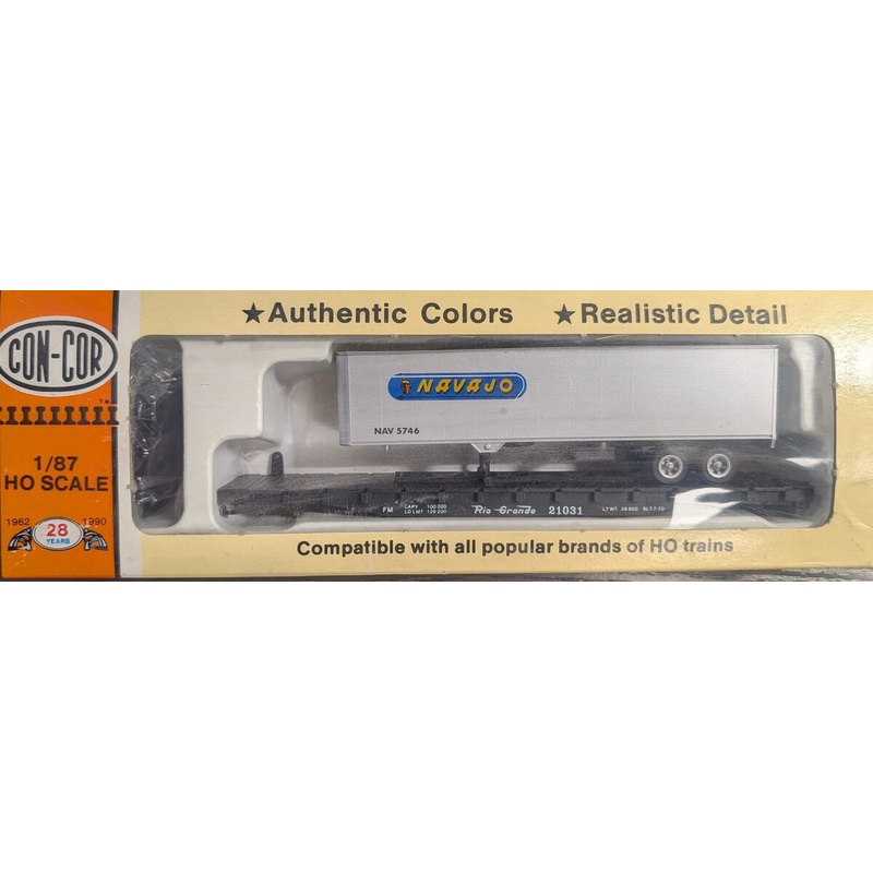 Con-Cor 0001-009166 HO Rio Grande Flat 54′ TOFC Kit w/40′ Navajo Trailer
