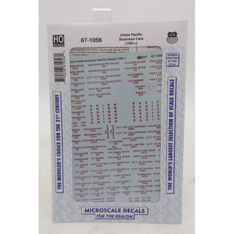 Microscale 87-1056 HO Union Pacific Business Cars (1991+) Decal Sheet