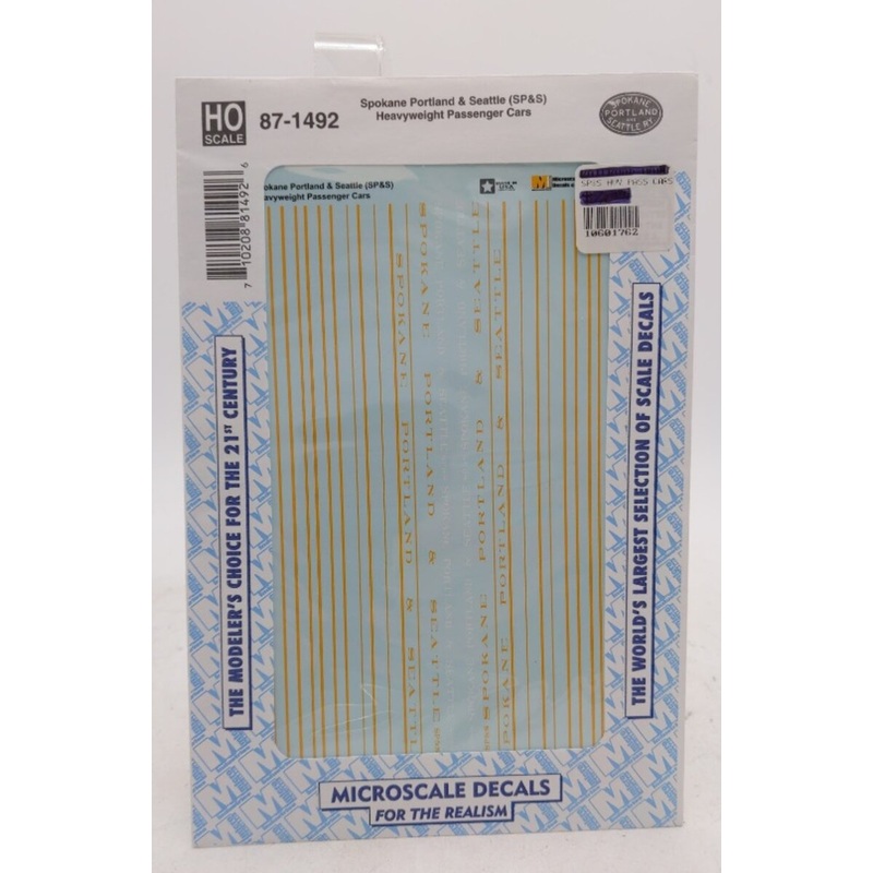 Microscale 87-1492 HO Spokane Portland & Seattle Heavyweight Passenger Car Decal
