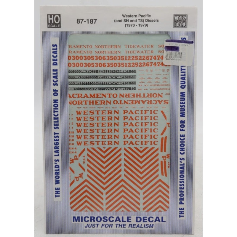 Microscale 87-187 HO Western Pacific (SN & TS) Railroad Diesels 1970 to 1979