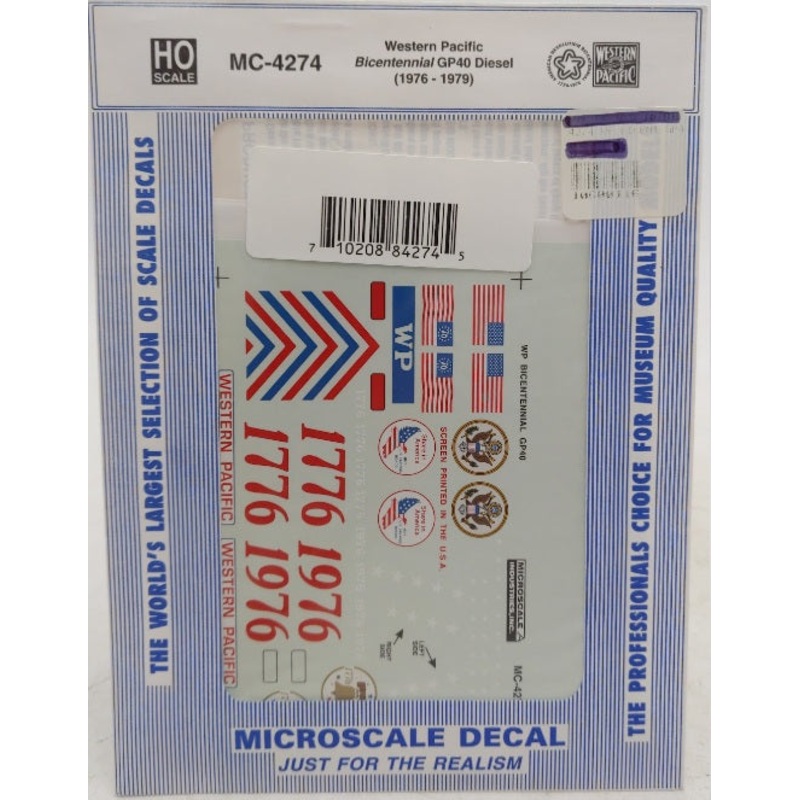 Microscale MC-4274 Western Pacific Bicentennial GP40 1976-1979 Decal Sheet