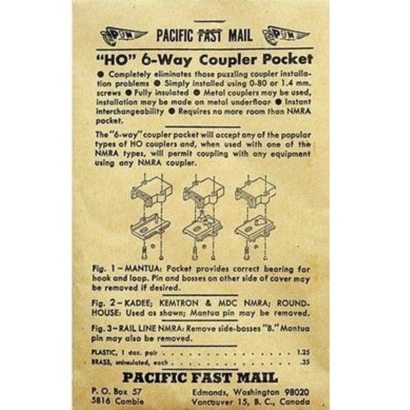 Pacific Fast Mail 6 HO Scale 6-Way Coupler Pocket