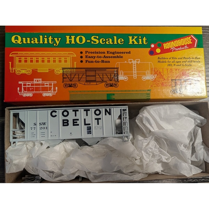 Roundhouse 01633 HO Scale Cotton Belt 34′ 2-Bay Hopper Car #77201 Kit