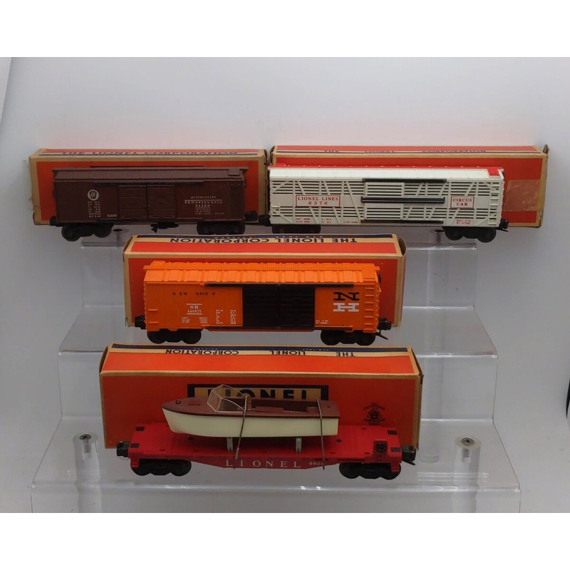 Lionel Vintage O Gauge Postwar Freight Cars: x2458, 6376, 6468-25, 6801 [4] VG