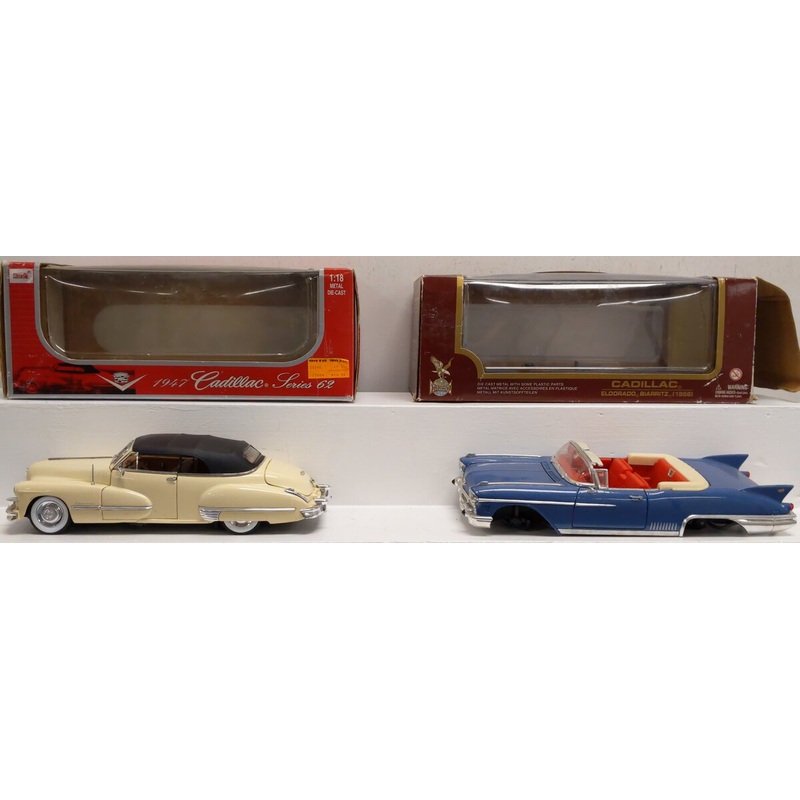 Road Legends & Anson 1:18 Die-Cast Cadillac Cars: 1947, 1958 [2] VG/Box