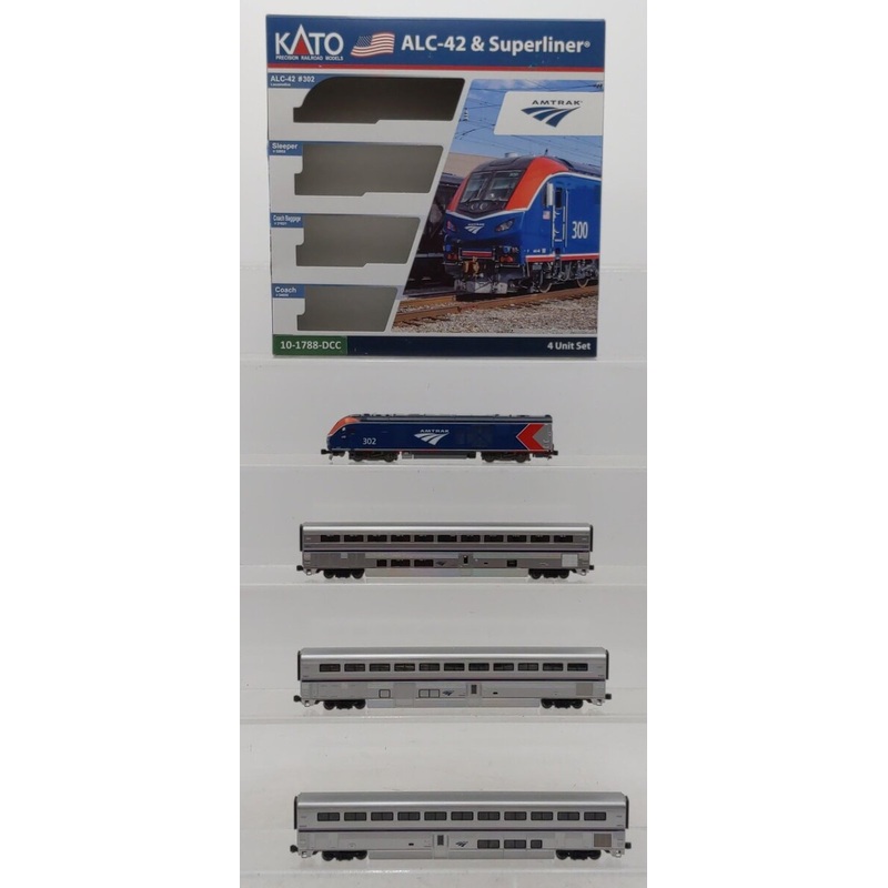 Kato 10-1788-DCC N AMTK ALC-42 & Superliner Pass Car w/Digitrax DCC (Set of 4) LN/Box