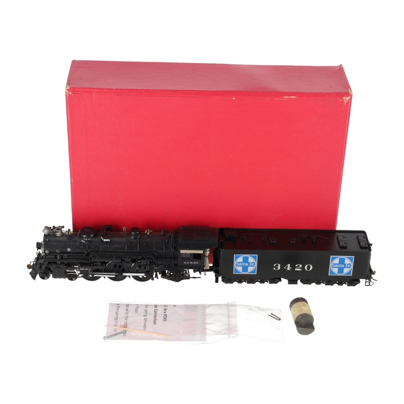 Key Imports HO BRASS Santa Fe 4-6-2 Steam Locomotive & Tender #3420 – Custom EX/Box