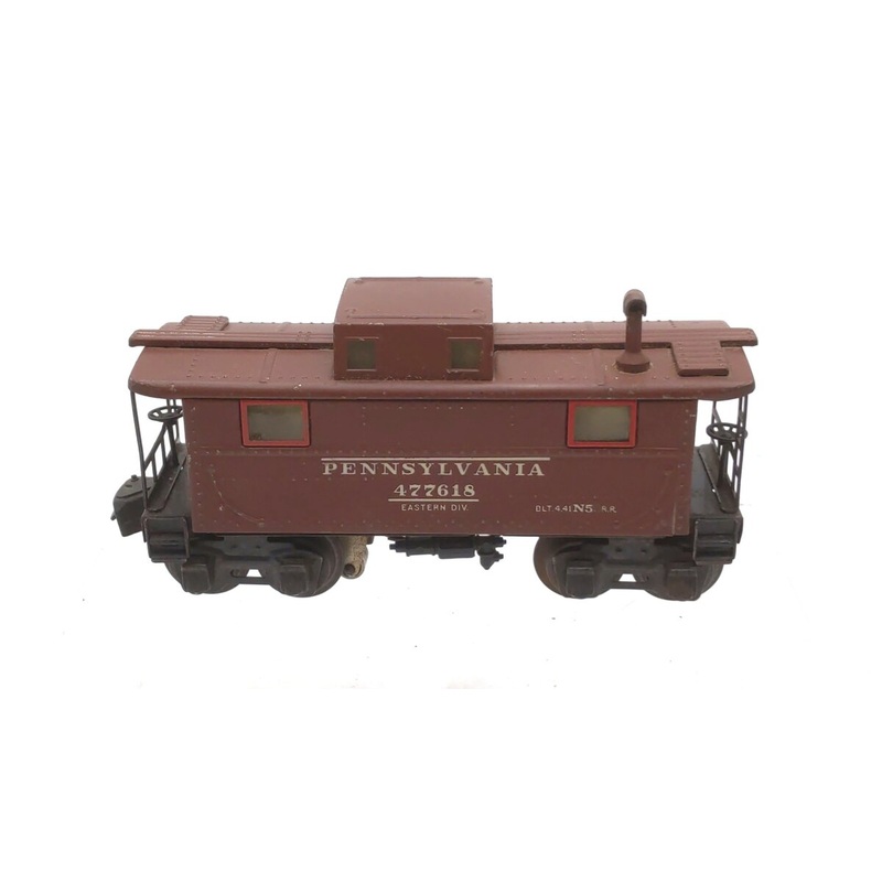 Lionel 2457 O PRR Tinplate Lighted Vintage Caboose Brown w/ Eastern Division VG