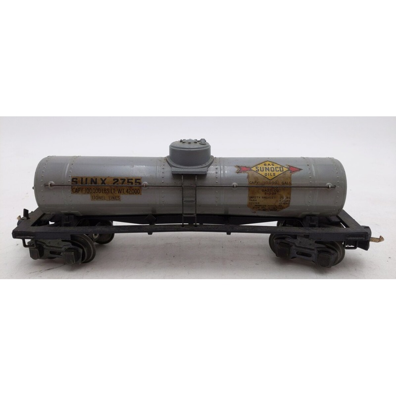 Lionel 2755 Vintage O Sunoco Metal Single Dome Tank Car – Tinplate Grey VG