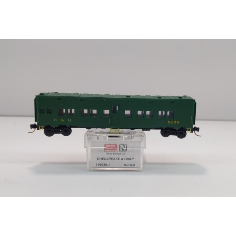 Micro-Trains 11600031 N Chesapeake & Ohio 50′ Troop Sleeper Car #X859 LN/Box