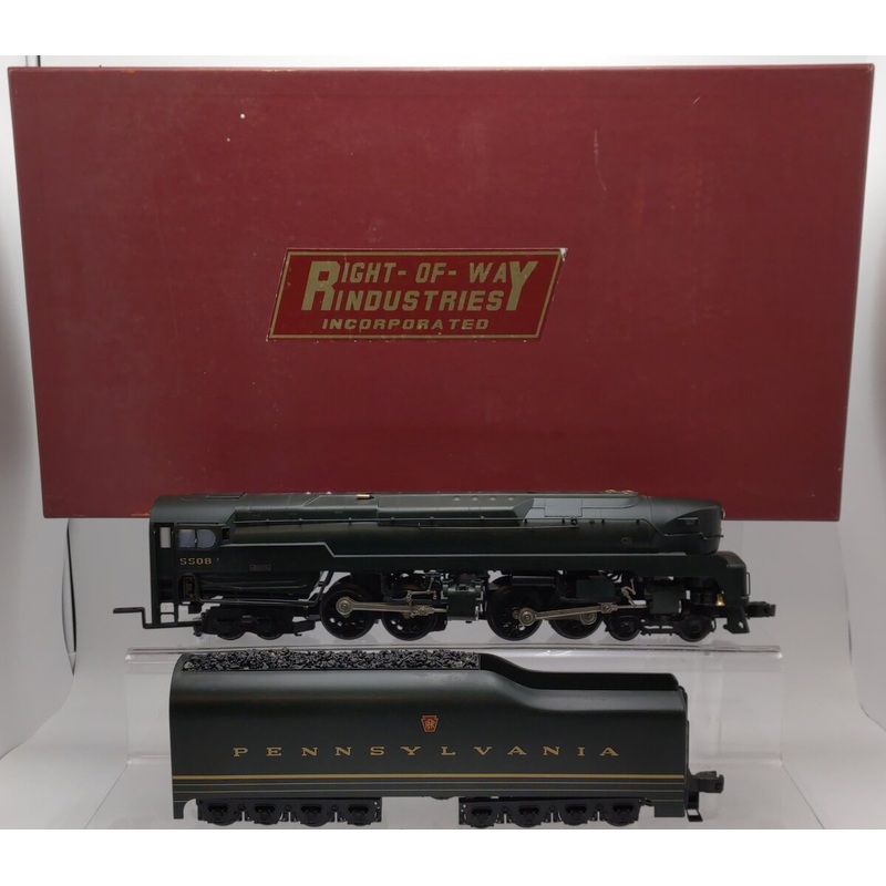Right-of-Way 5003 O BRASS PRR T1 4-4-4-4 Steam Loco & Tender #5508 (3 Rail) EX/Box