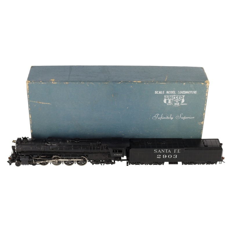 United Models HO Scale BRASS Santa Fe 4-8-4 Steam Locomotive & Tender EX/Box
