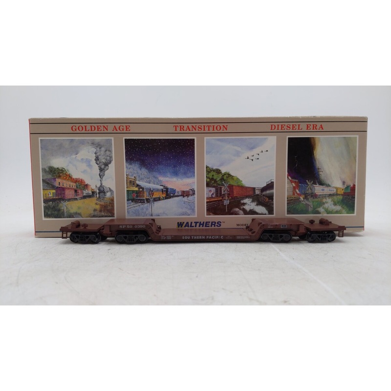 Walthers 932-5635 HO Southern Pacific 75′ Depressed Center Four Truck Flat Car EX/Box