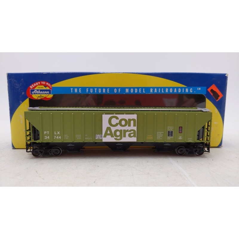 Athearn 7161 HO Scale Con Agra 54′ PS Hopper Car #34744 EX/Box