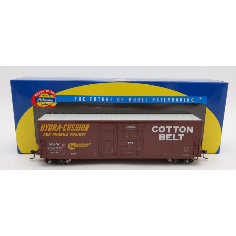 Athearn 89175 HO Scale 50′ Cotton Belt PC&F Plug Door Boxcar #23273 EX/Box