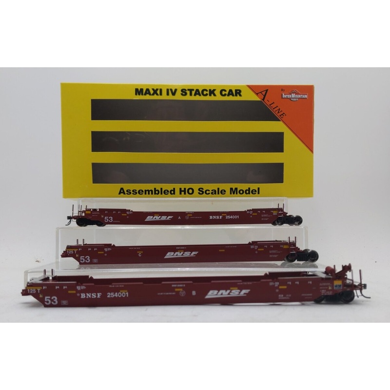 InterMountain 47366-01 HO Scale BNSF Maxi IV Stack Car #254001 3-Pack LN/Box