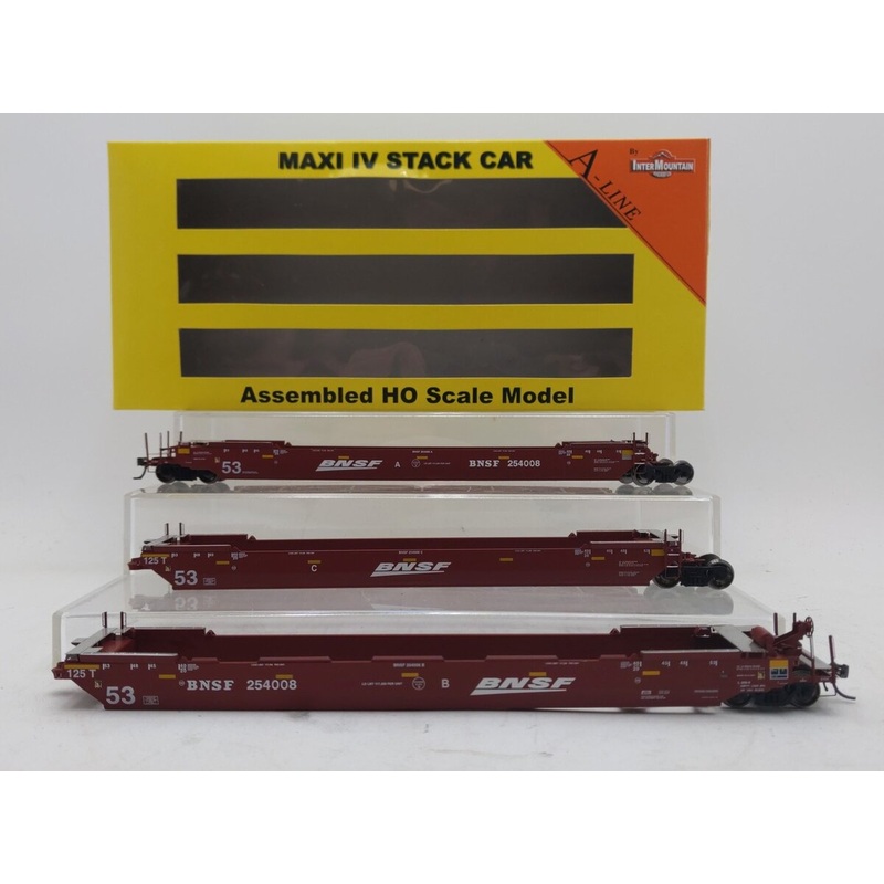InterMountain 47366-02 HO Scale BNSF Maxi IV Stack Car #254008 3-Pack LN/Box