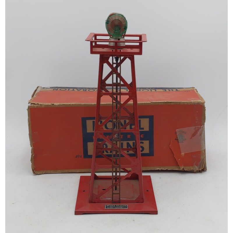 Lionel 494 Vintage O Rotating Tinplate Beacon Tower VG/Box