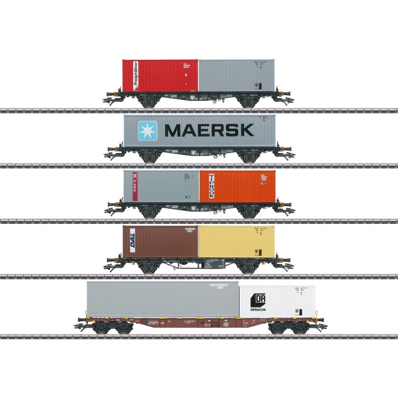 Marklin 47680 HO German Federal Railroad Container Transport Cars (Set of 5) NIB