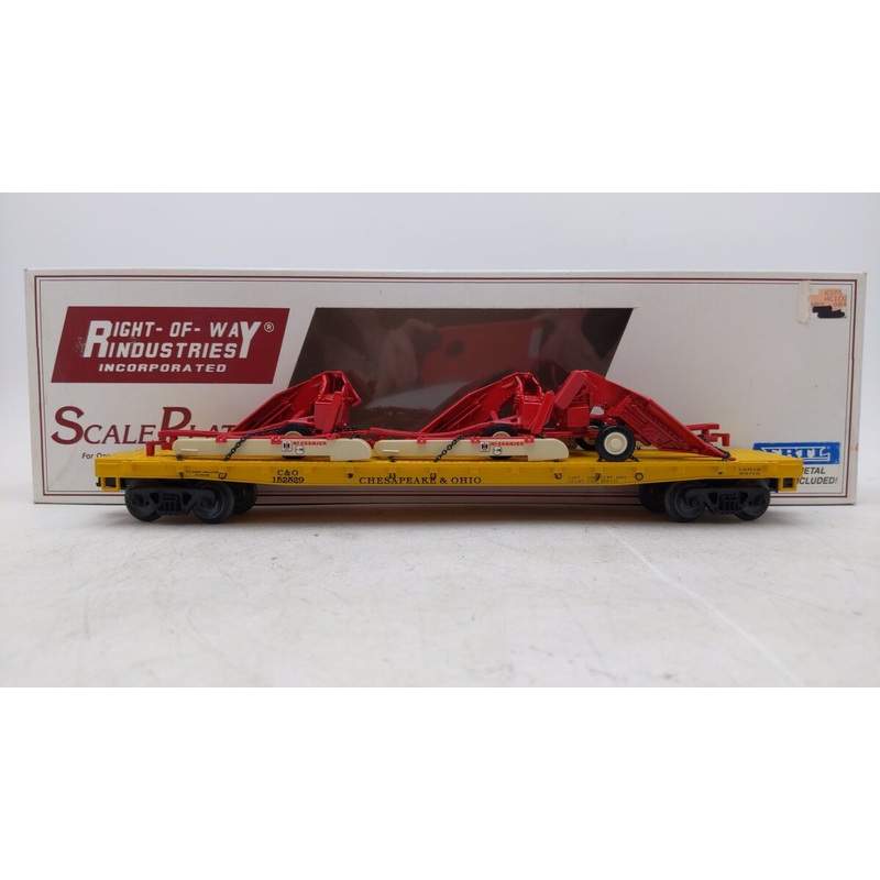 Right-of-Way 159529 O Chesapeake & Ohio 14 Flatcar with Farm Implements EX/Box