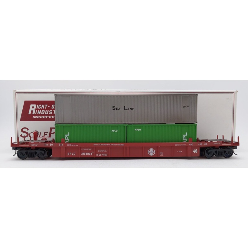 Right-of-Way 254154 O Santa Fe Flat Car w/ Containers/Box