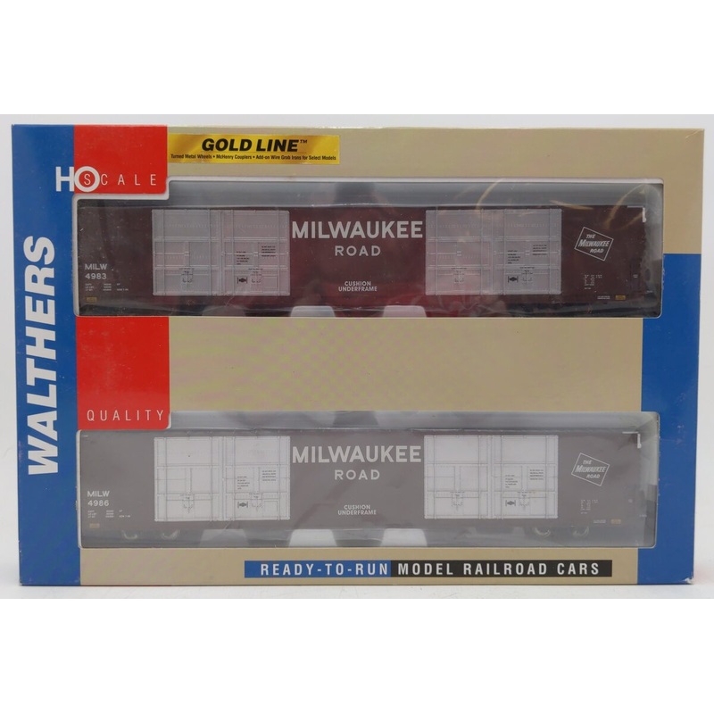 Walthers 932-235313 HO Scale Milwaukee Rd Pullman 86′ Hi-Cube Boxcar 8-Door 2-Pk MT/Box