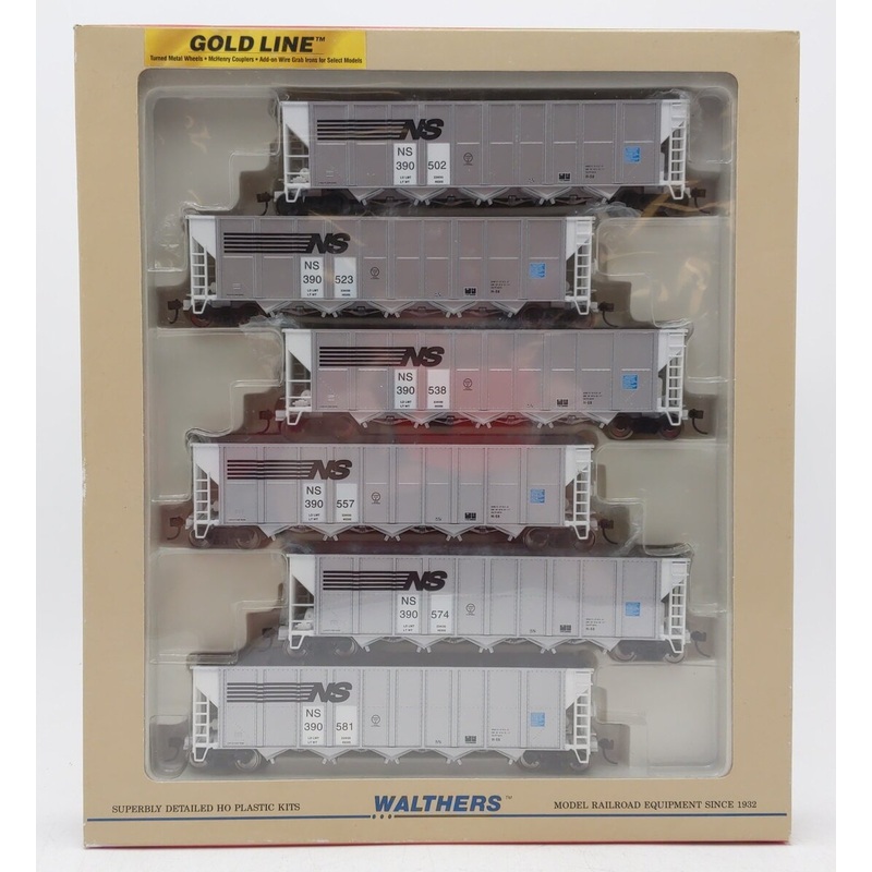 Walthers 932-7823 HO Scale Norfolk Southern #4 RD4 Coal Hopper 6-Pack MT/Box