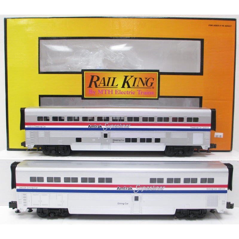 MTH 30-6501 O Gauge Amtrak SuperLiner Sleeper/Diner 2-Car Set LN/Box