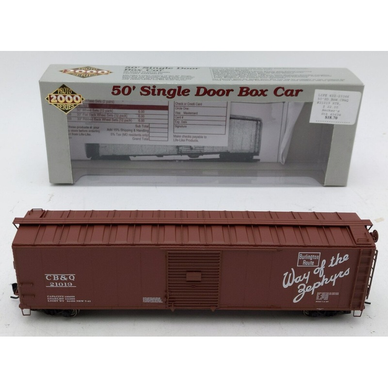 Proto 2000 23346 HO CB&Q 50′ Single Door Boxcar #21019 LN/Box