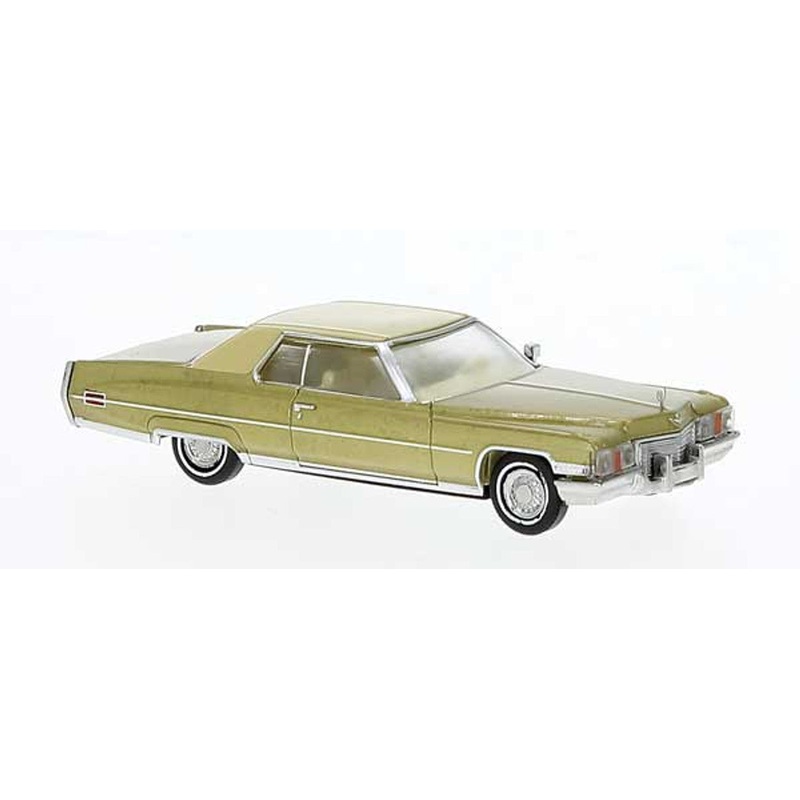 Brekina Automodelle 18126 HO Assembled Gold, Ivory 1972 Cadillac Coupe de Ville