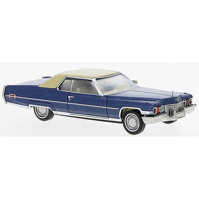 Brekina Automodelle 18127 HO Assembled Blue 1972 Cadillac Coupe de Ville