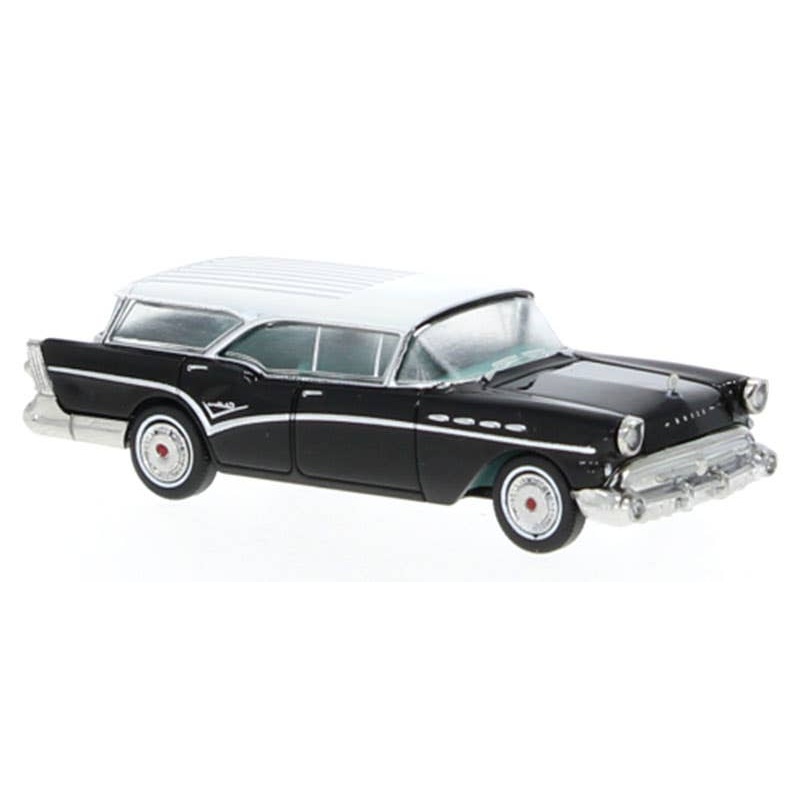 Brekina Automodelle 18177 HO Black/White 1957 Buick Century Caballero Wagon