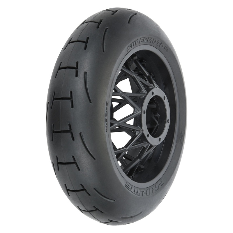 Pro-Line Racing 1024510 1:4 Supermoto 2.0 S3 Rear Tire MTD Black Supermoto Wheel