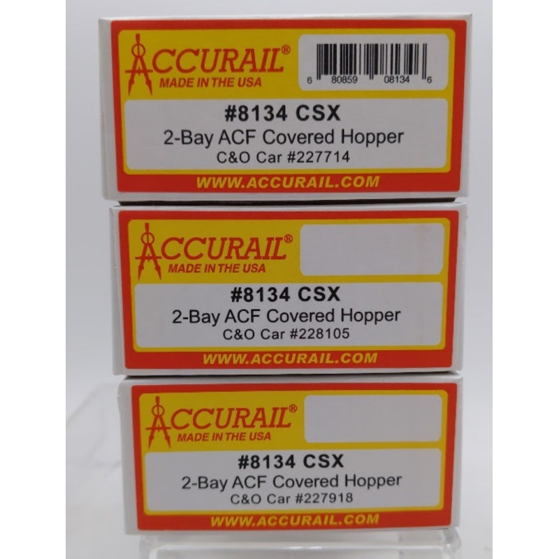 Accurail 8134 HO Scale CSX 2-Bay ACF Covered Hopper C & O Car Kit (Set of 3)