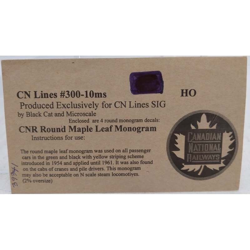 Black Cat 300-10ms HO Scale CNR Round Maple Leaf Monogram Decals (Pack of 4)