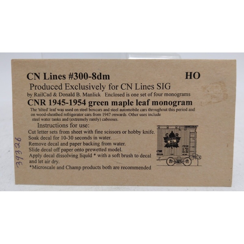 Black Cat 300-8dm HO CNR 1945 – 1954 Green Maple Leaf Monogram (Set of 4)