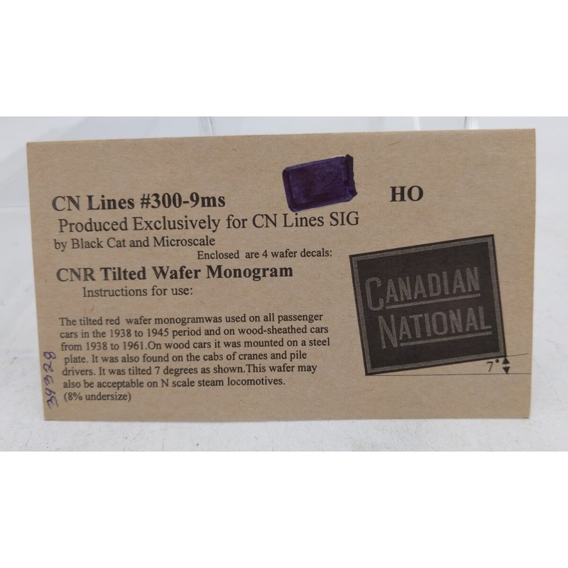 Black Cat 300-9 HO Scale CNR Tilted Wafer Monogram Wafer Decals (Pack of 4)