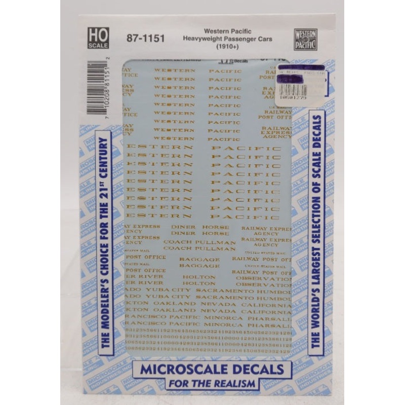 Microscale 87-1151 HO Scale Western Pacific WP Heavyweight Passenger Cars 1910+