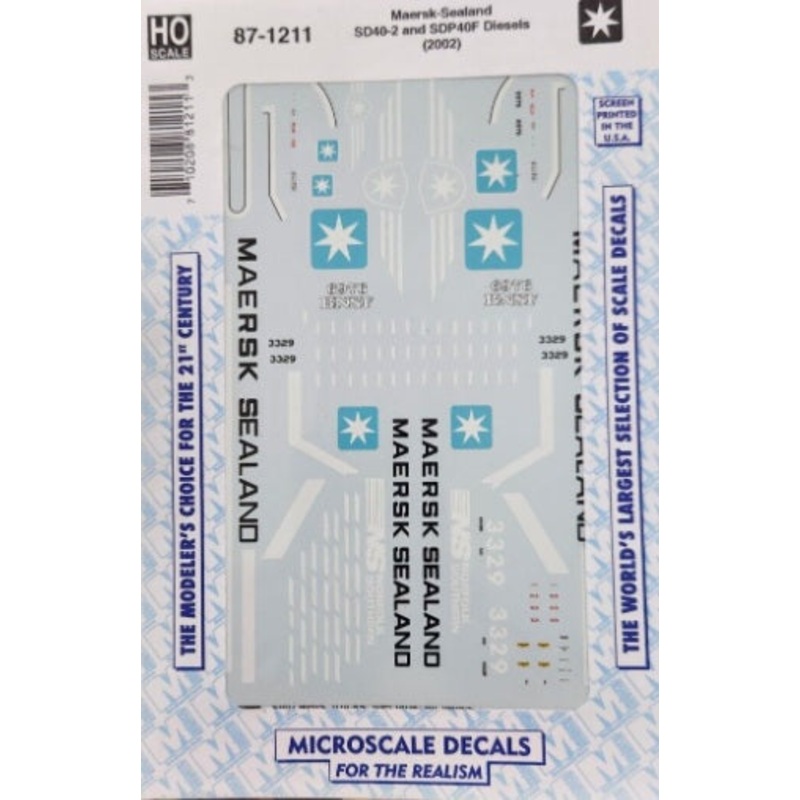 Microscale 87-1211 HO Maersk Sealand SD40-2 & SDP40F Diesels (2002) Decal Sheet