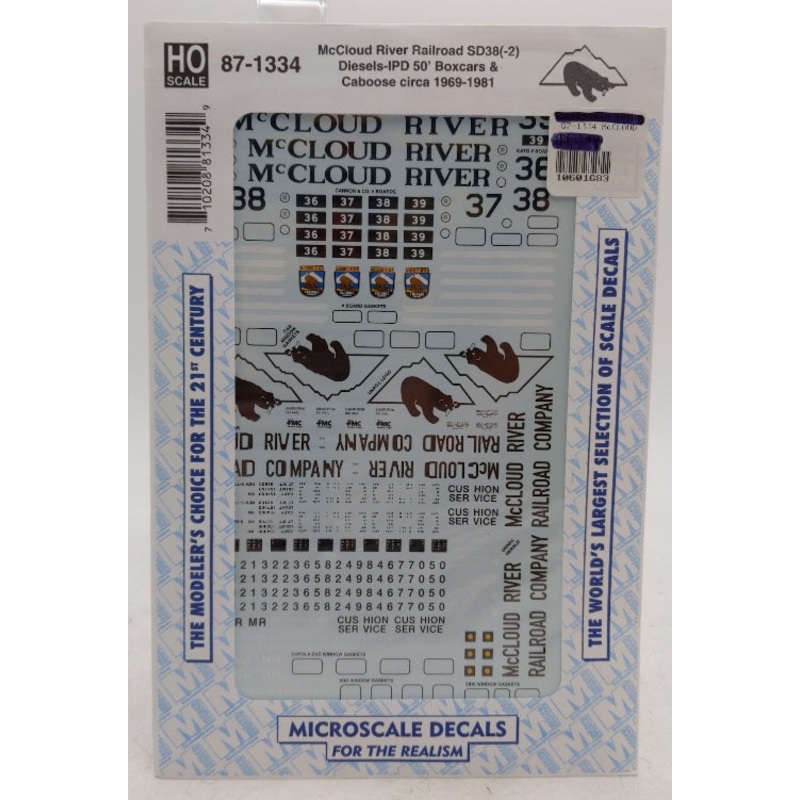 Microscale 87-1334 HO McCloud River Railroad SD38-2 Double-Door Boxcars Decal