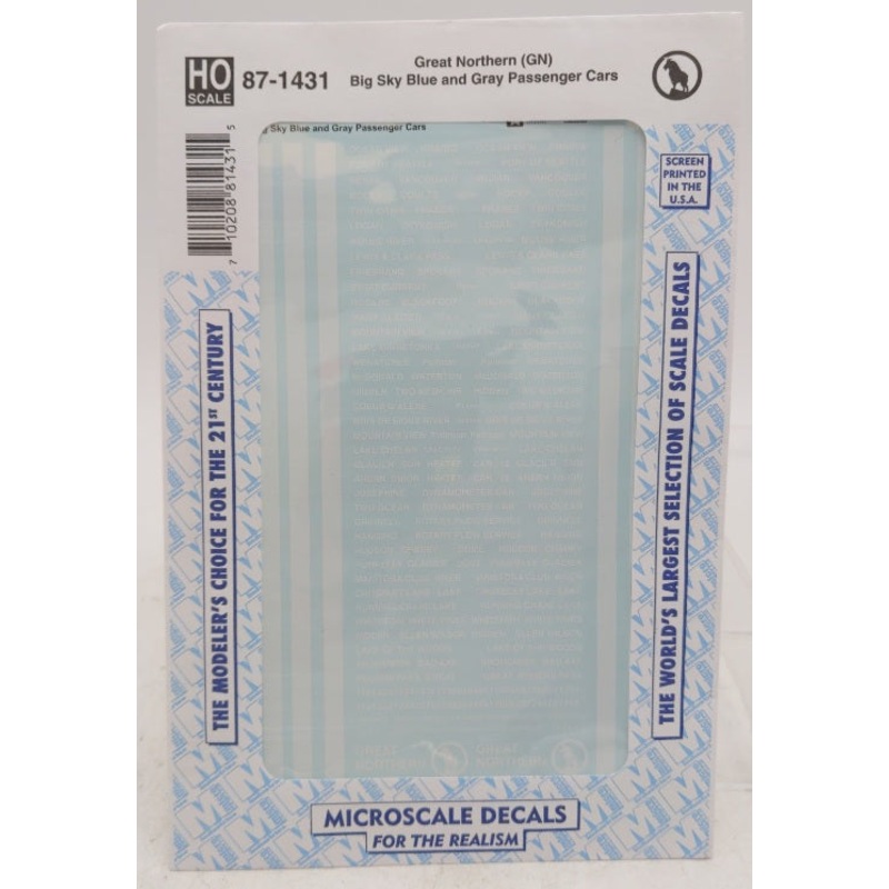 Microscale 87-1431 Great Northern Big Sky Blue Scheme Passenger Cars Decal Sheet