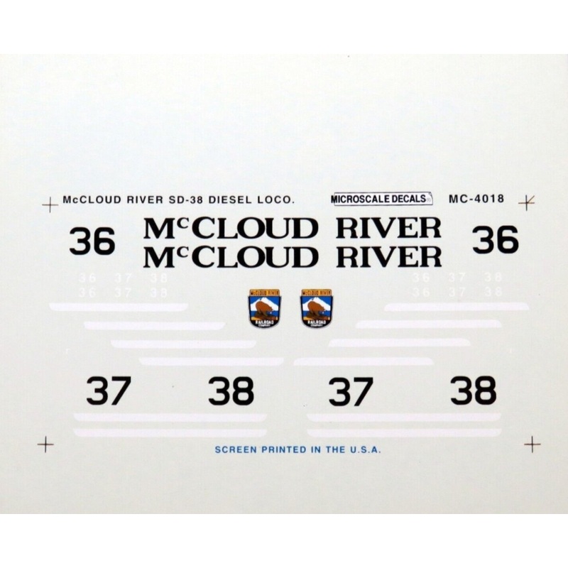 Microscale MC-4018 HO Scale McCloud River SD-38 Diesel Loco (1969-1977) Decals