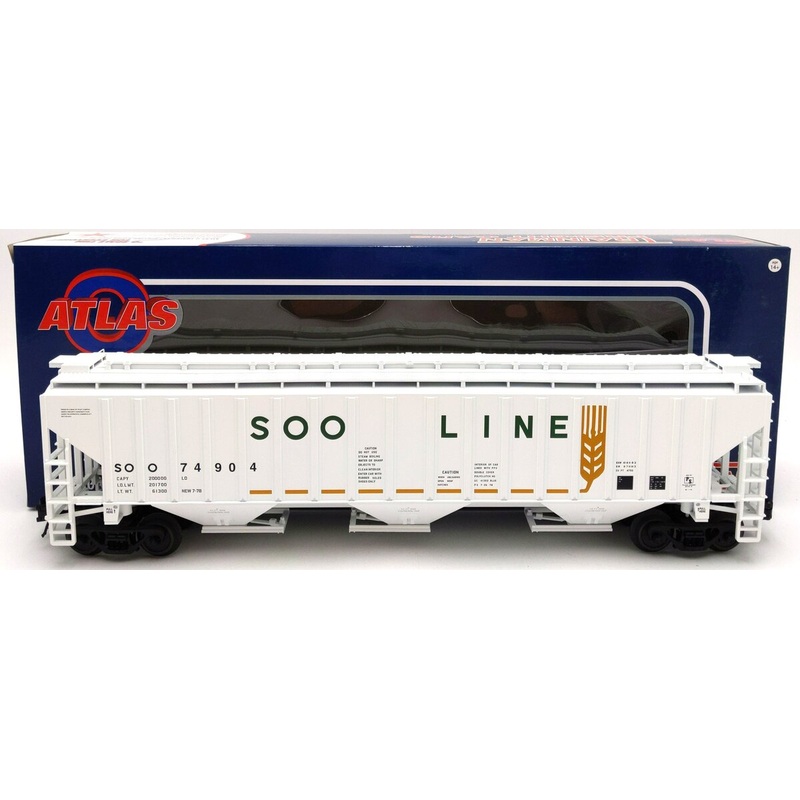 Atlas 2001606-5 O Gauge SOO Line Trainman PS4750 Covered 3-Bay Hopper #74904 LN/Box