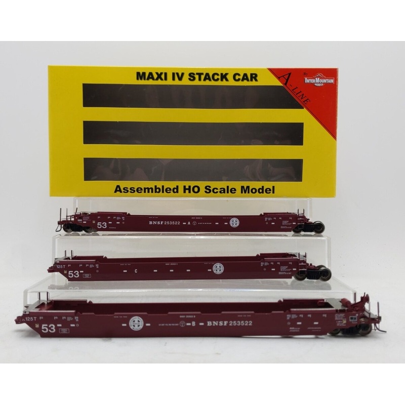 InterMountain 47362-04 HO Scale BNSF Maxi IV Stack Car #253522 3-Pack LN/Box