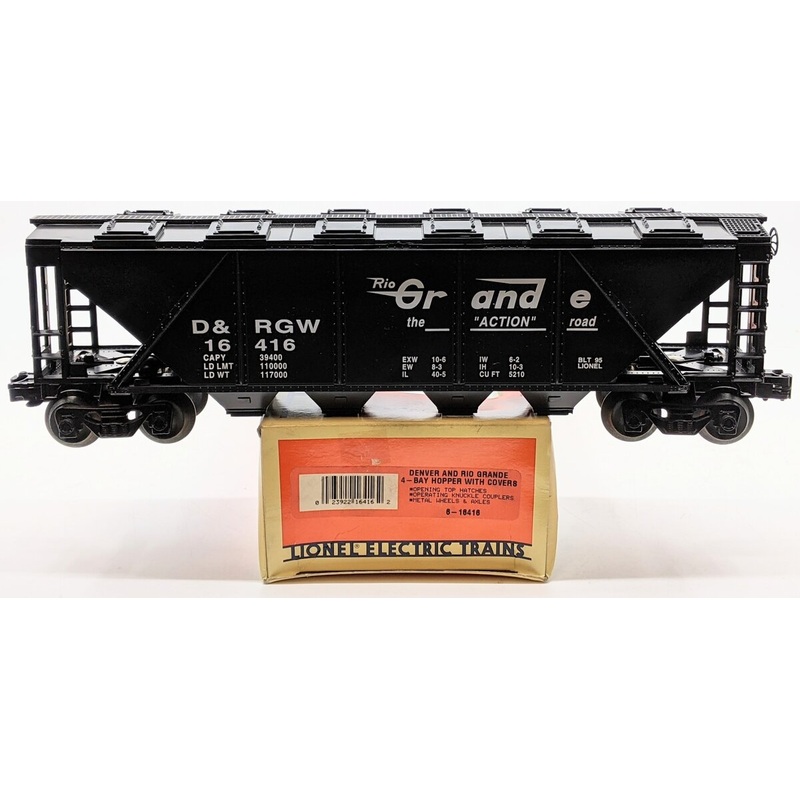 Lionel 6-16416 O Gauge Denver & Rio Grande 4-Bay Hopper with Cover EX/Box