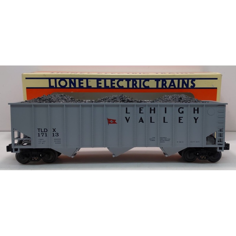 Lionel 6-17113 O Gauge Lehigh Valley 3-Bay Hopper with Simulated Coal Load LN/Box