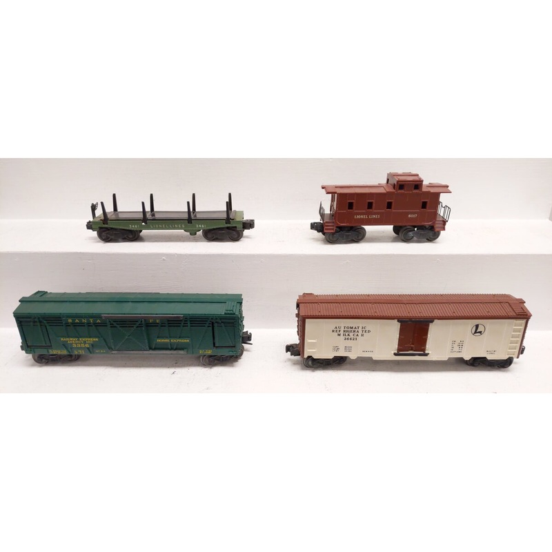 Lionel Vintage O Freight & Operating Cars: 3356, 6017, 3461, 36621 [4] VG