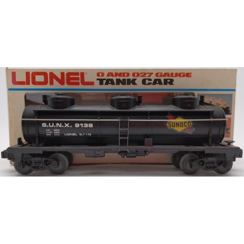 Lionel 6-9138 O Gauge Sunoco Triple Dome Black Tank Car EX/Box